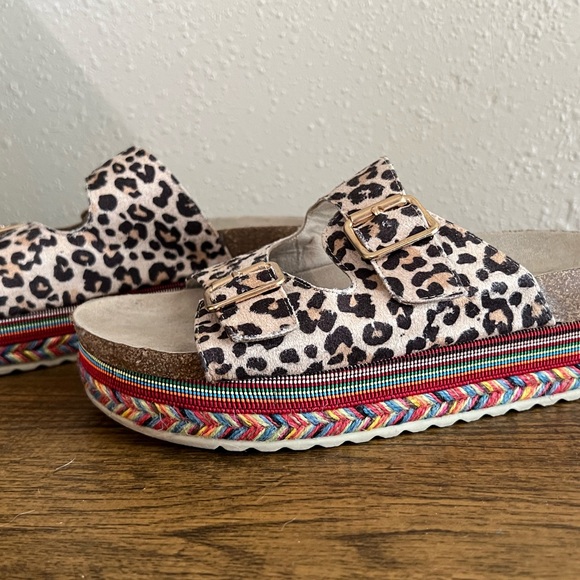 SEVEN DIALS Women's Beverlyn Sandal Slide- Leopard Print Double Buckle Platform - Picture 6 of 8